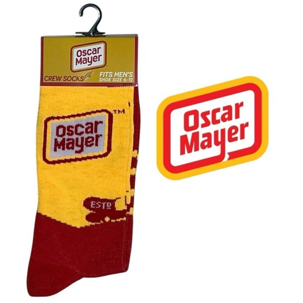 Oscar Mayer Weiner Wagon Novelty Crew Socks Unisex Women 7-13 Men 6-12 New NWT - Picture 2 of 16